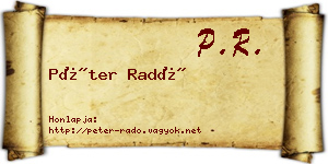 Péter Radó névjegykártya