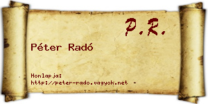 Péter Radó névjegykártya